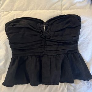 DISSH Black Strapless Peplum Top